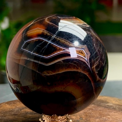 Sfera agata striscia rossa - di,